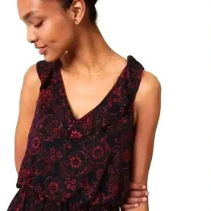 LOFT Red and Black Floral Maxi Dress - size small